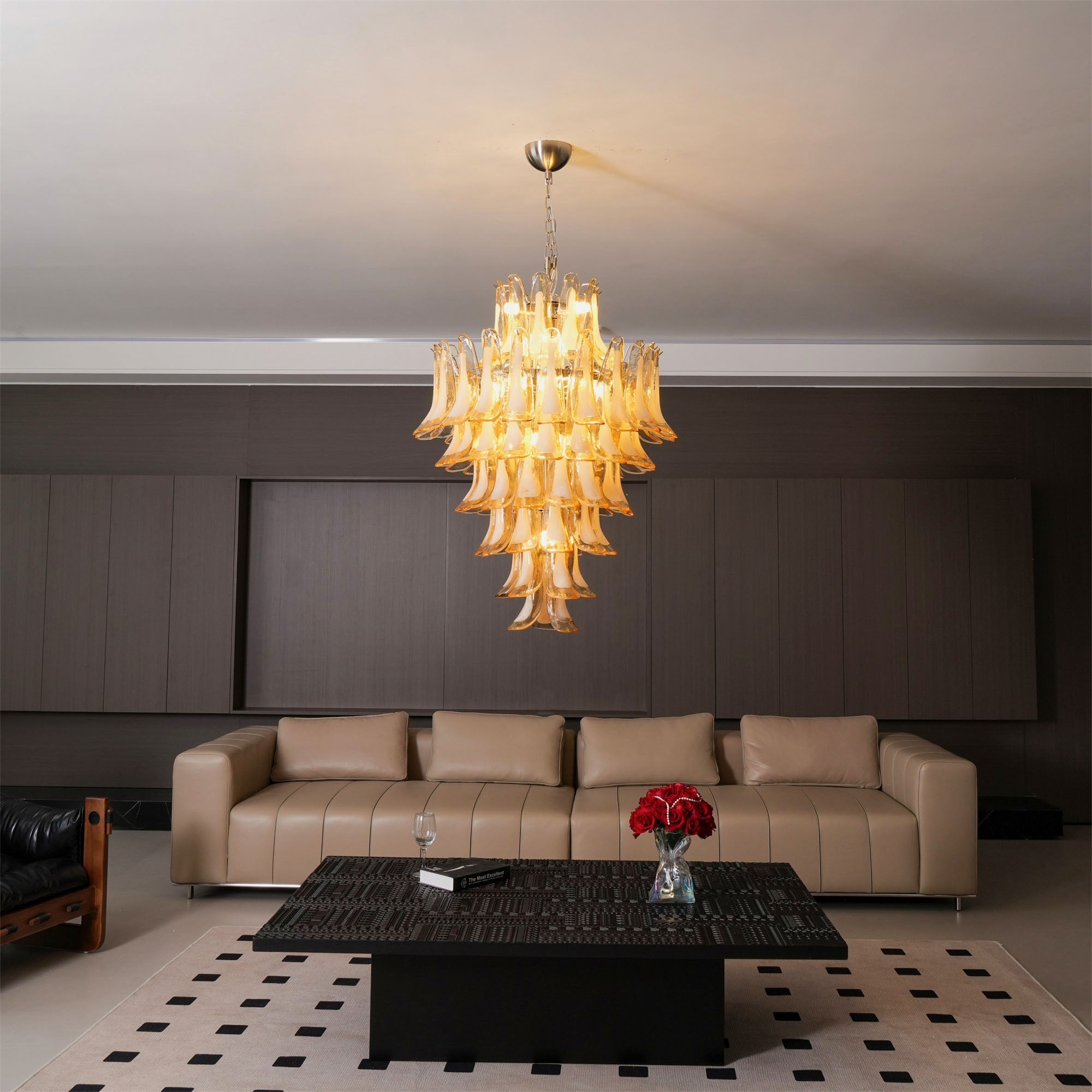 Amber Cloud Glass Petals Chandelier Glass lighting by Bling Lighting Studio