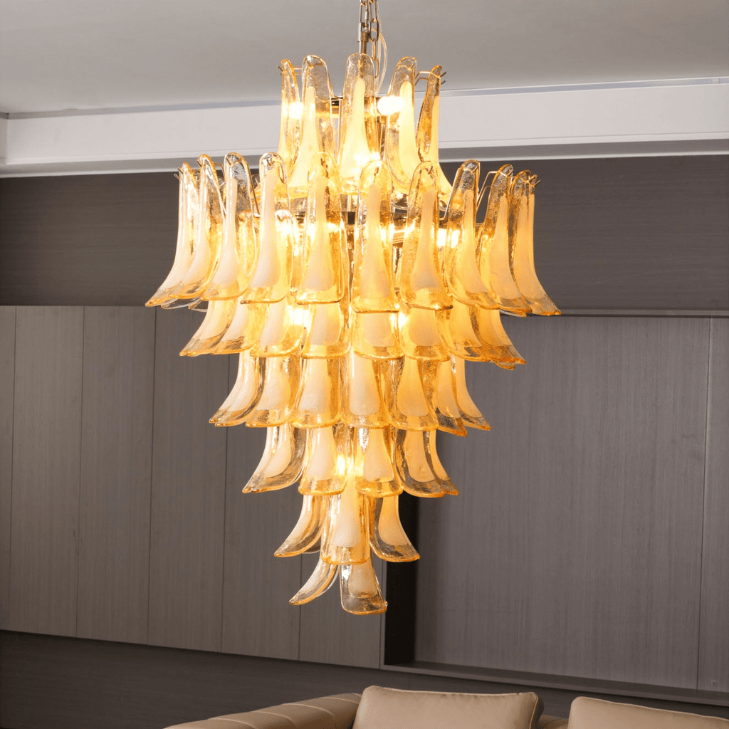 Amber Cloud Glass Petals Chandelier Glass lighting by Bling Lighting Studio