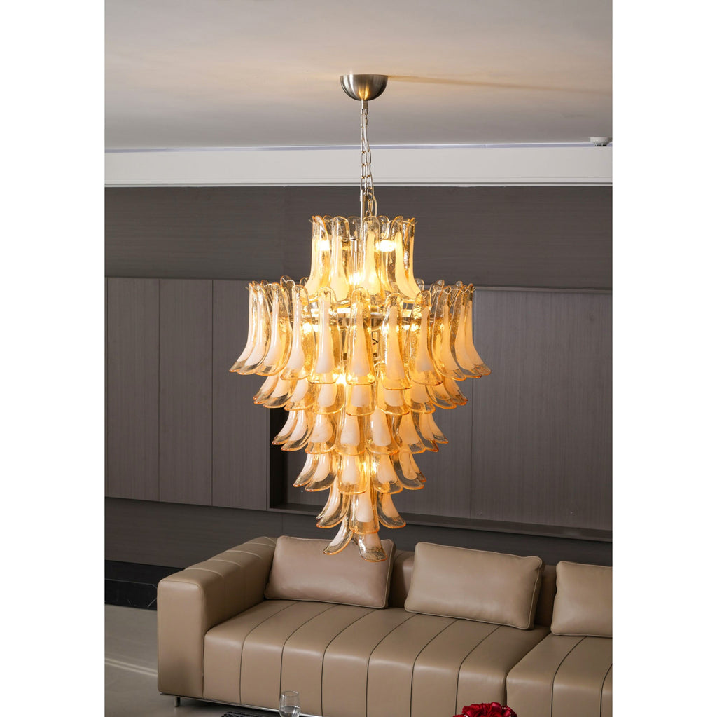 Amber Cloud Glass Petals Chandelier Glass lighting by Bling Lighting Studio