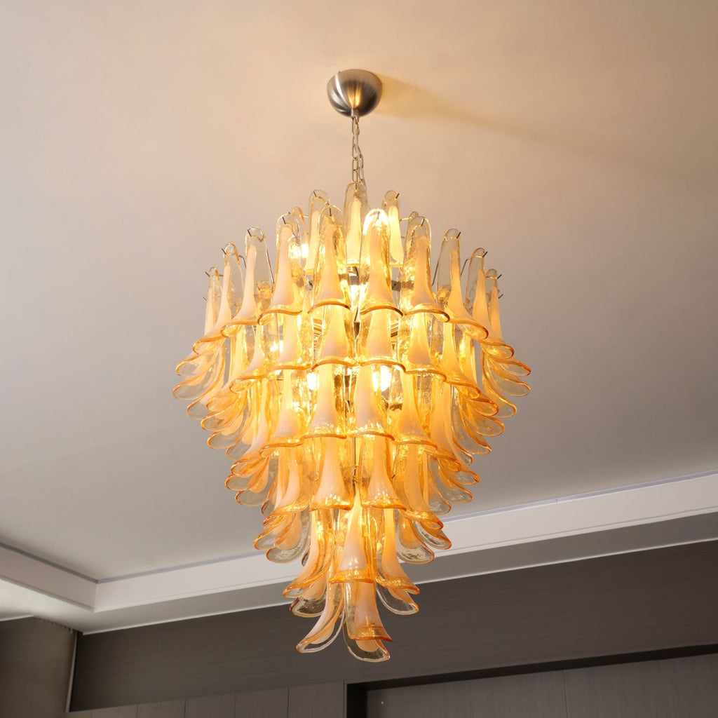 Amber Cloud Glass Petals Chandelier Glass lighting by Bling Lighting Studio