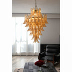 Amber Cloud Glass Petals Chandelier Glass lighting by Bling Lighting Studio
