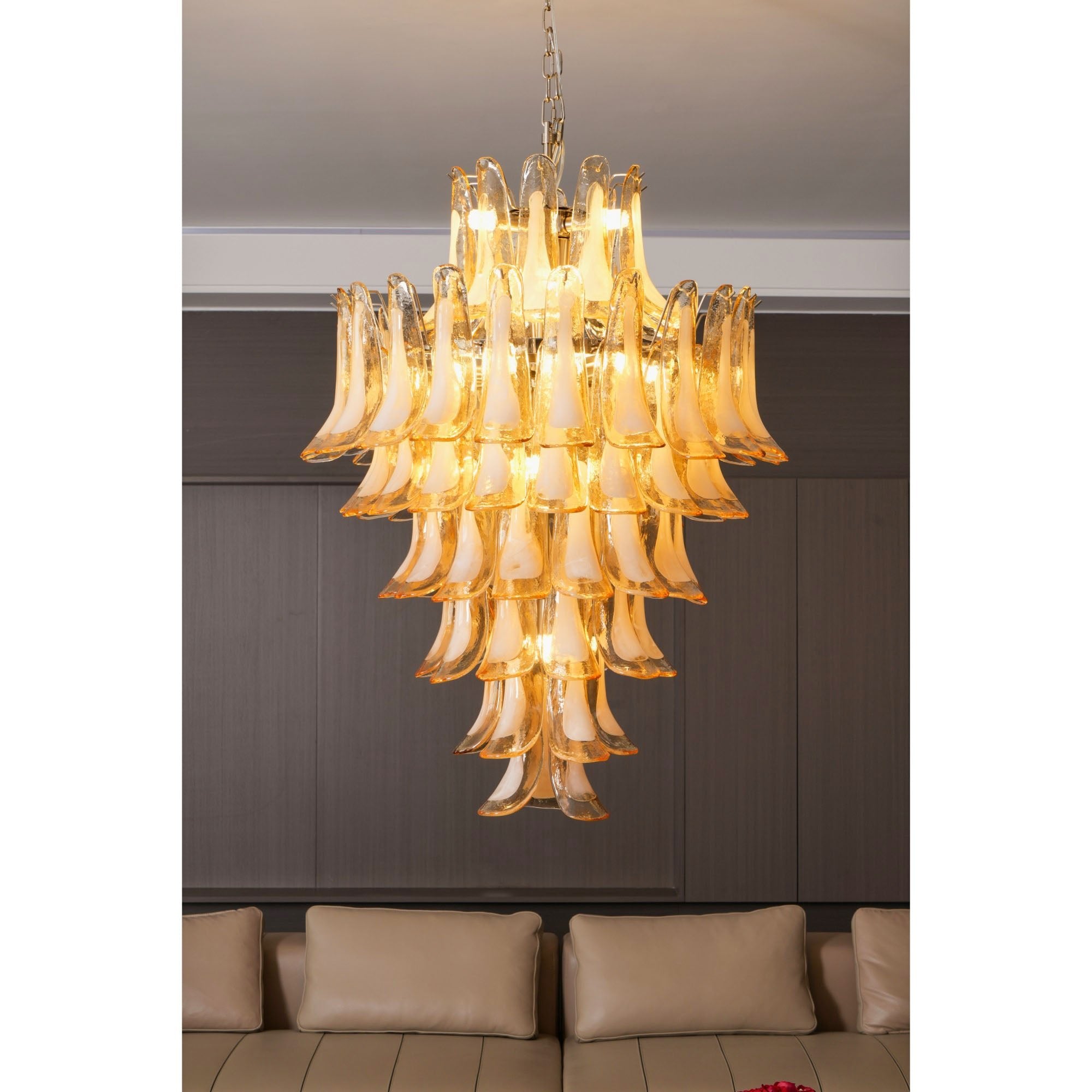 Amber Cloud Glass Petals Chandelier Glass lighting by Bling Lighting Studio