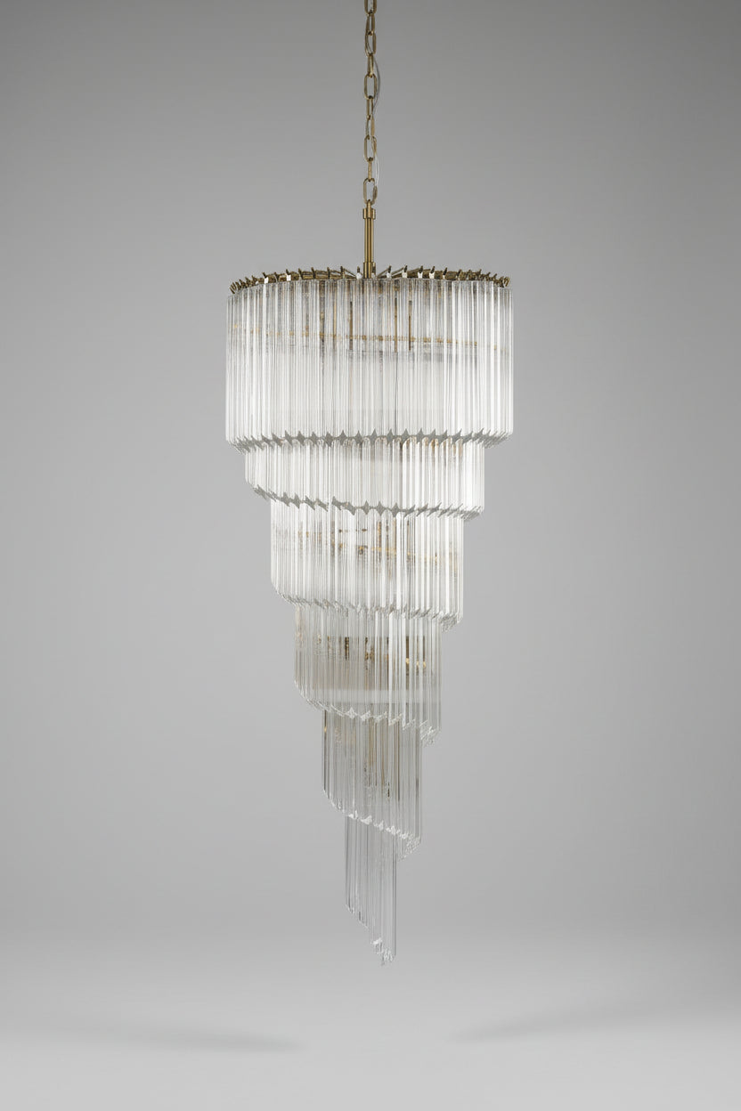 Transparent Twisting Raindrop Chandelier by Bling Lighting Studio