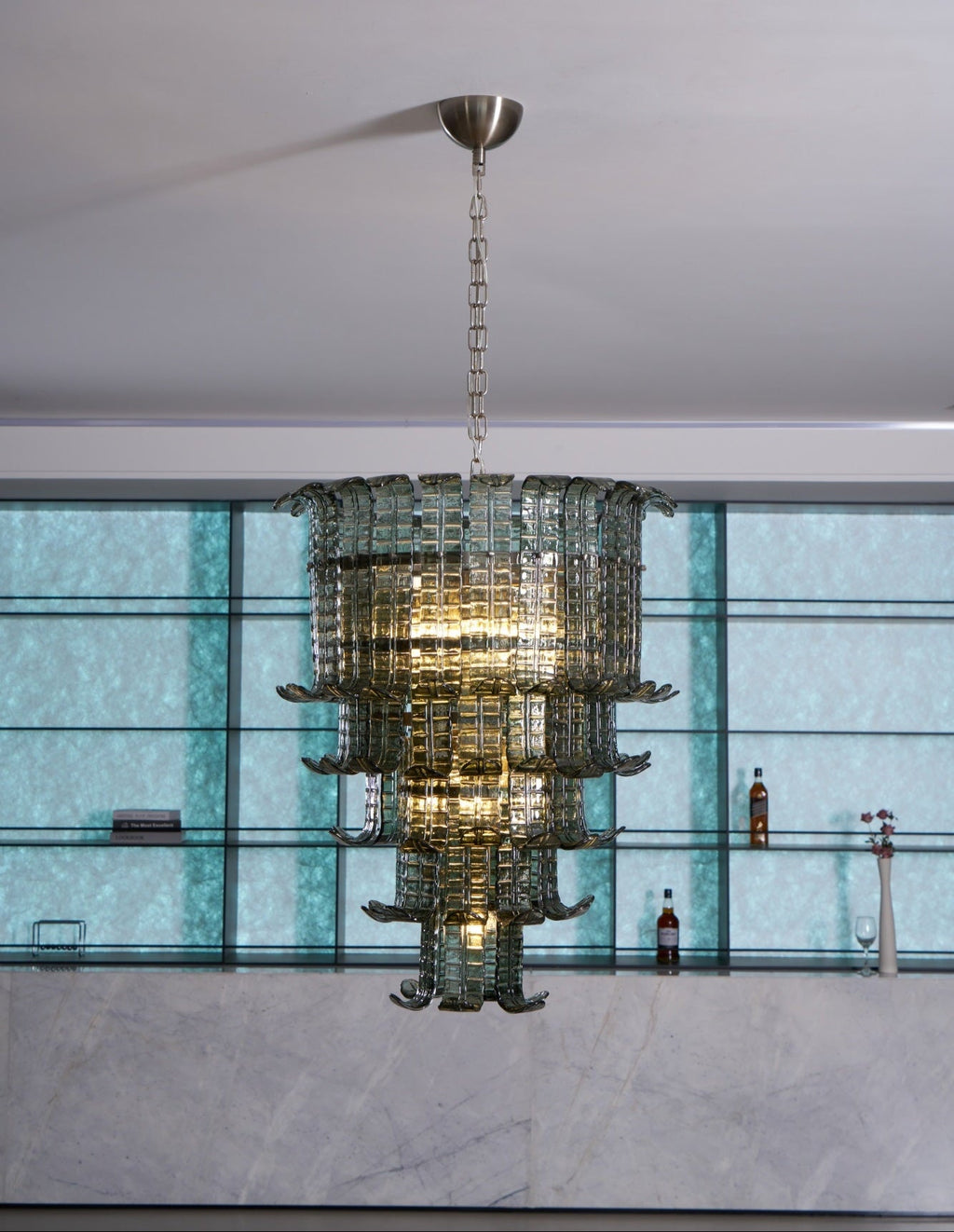 Cascade Glass Green Chandelier Glass lighting by Bling Lighting Studio