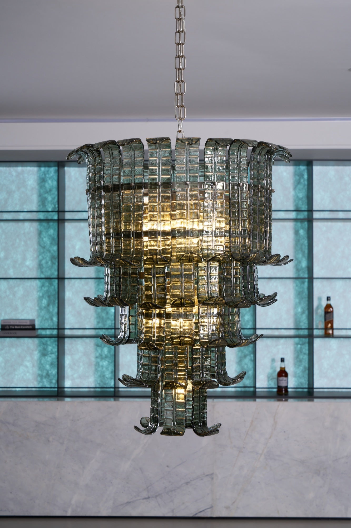 Cascade Glass Green Chandelier Glass lighting by Bling Lighting Studio