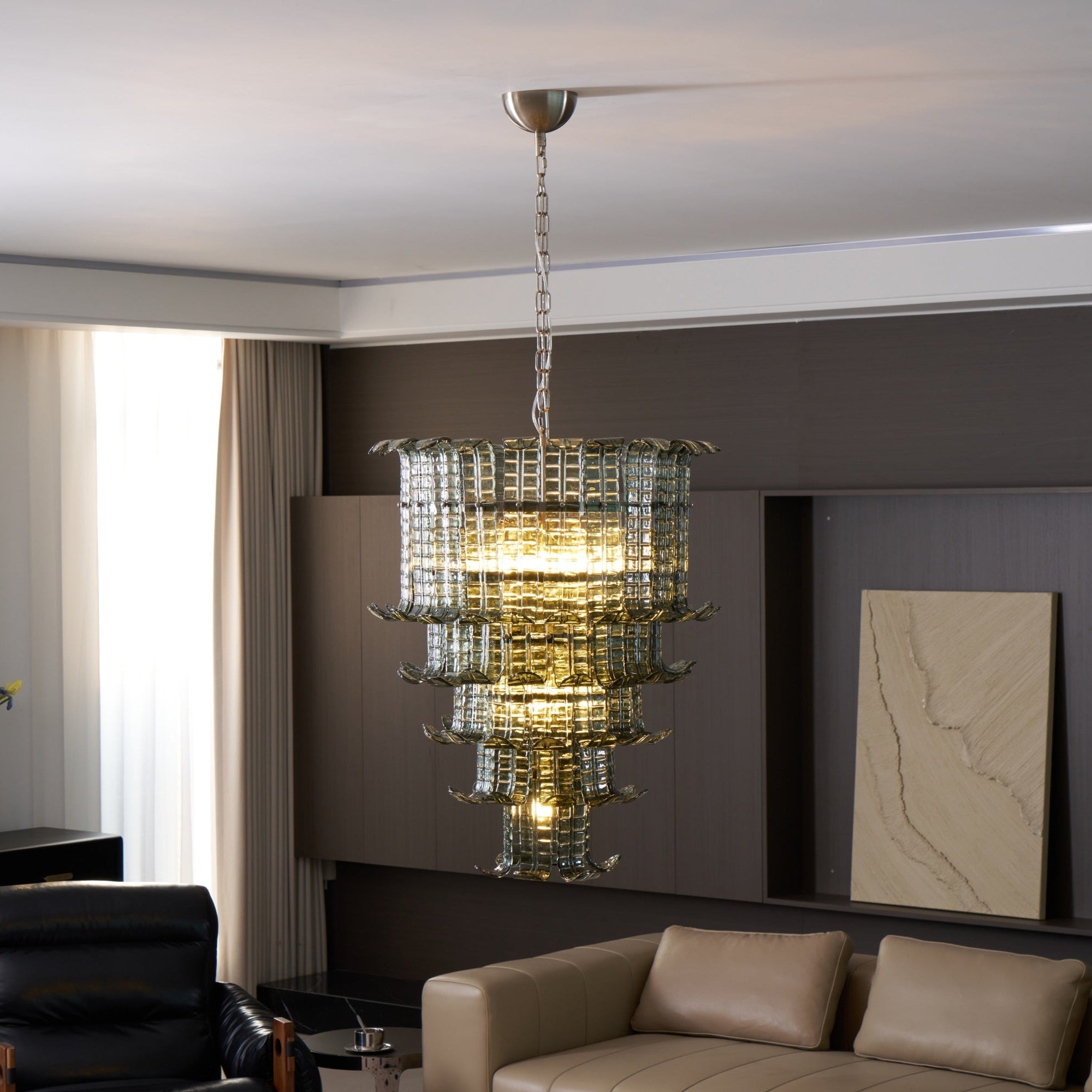 Cascade Glass Green Chandelier Glass lighting by Bling Lighting Studio