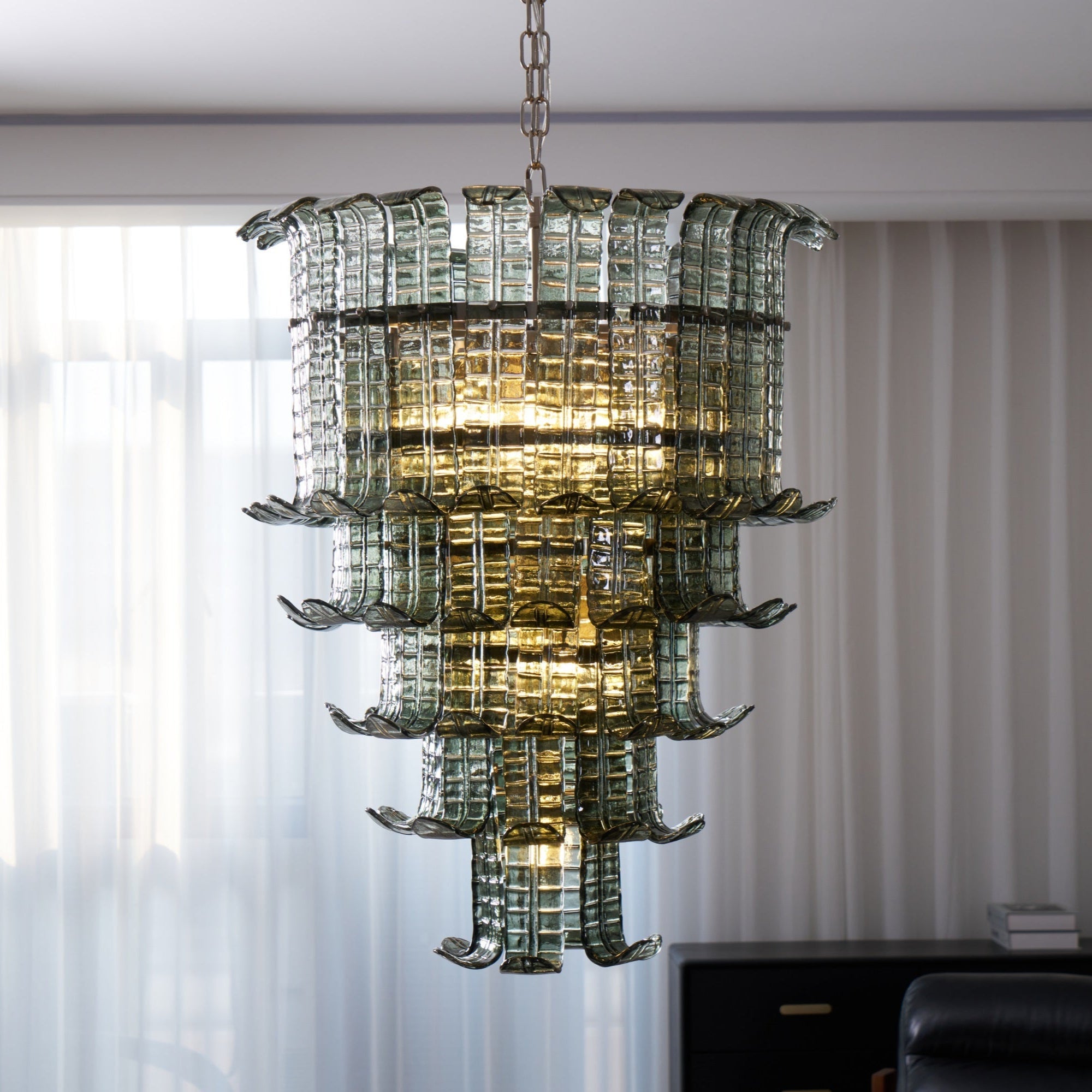 Cascade Glass Green Chandelier Glass lighting by Bling Lighting Studio