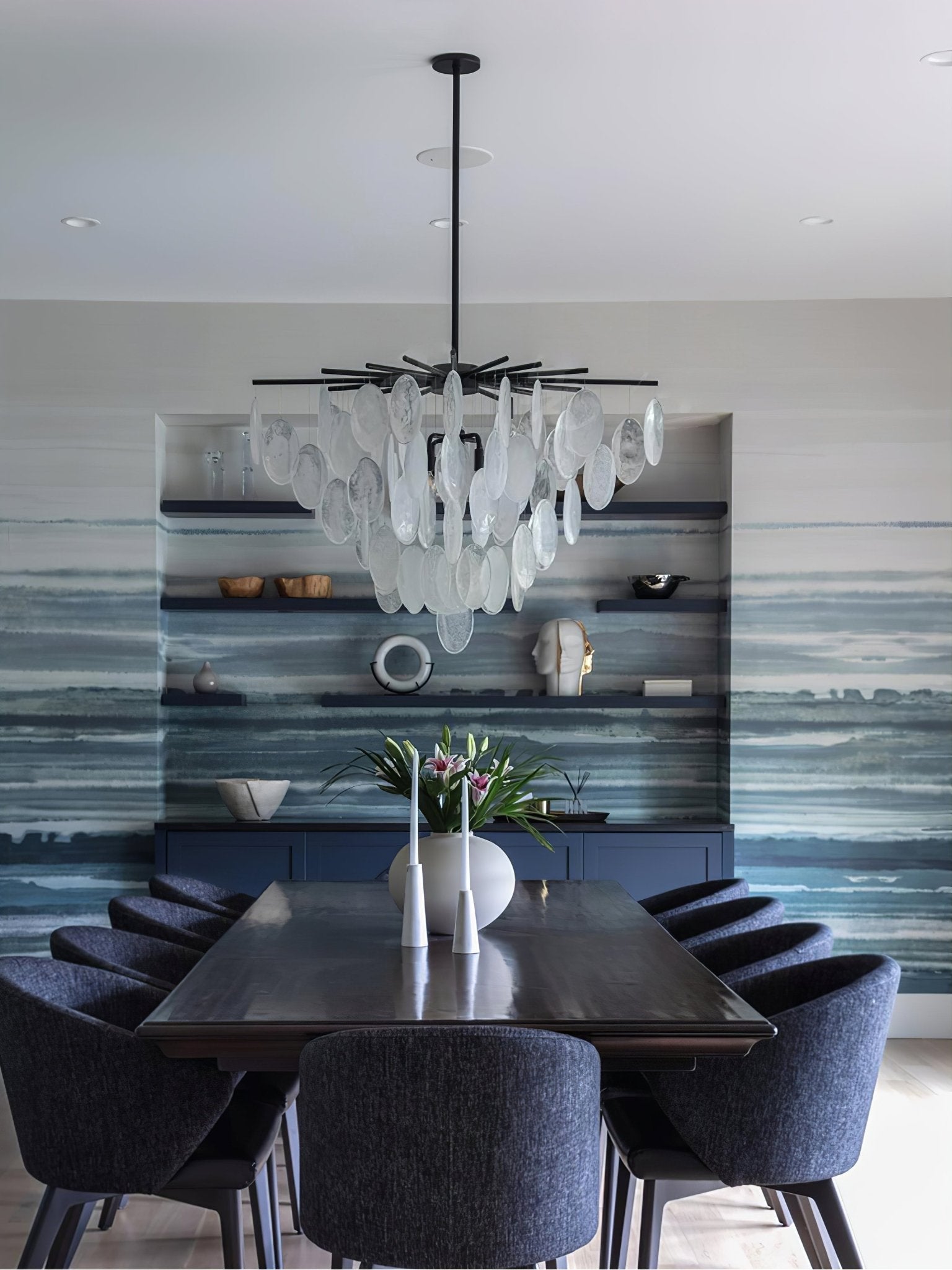 Luxury Cascading Selenite Disc Chandelier by Bling Lighting Studio