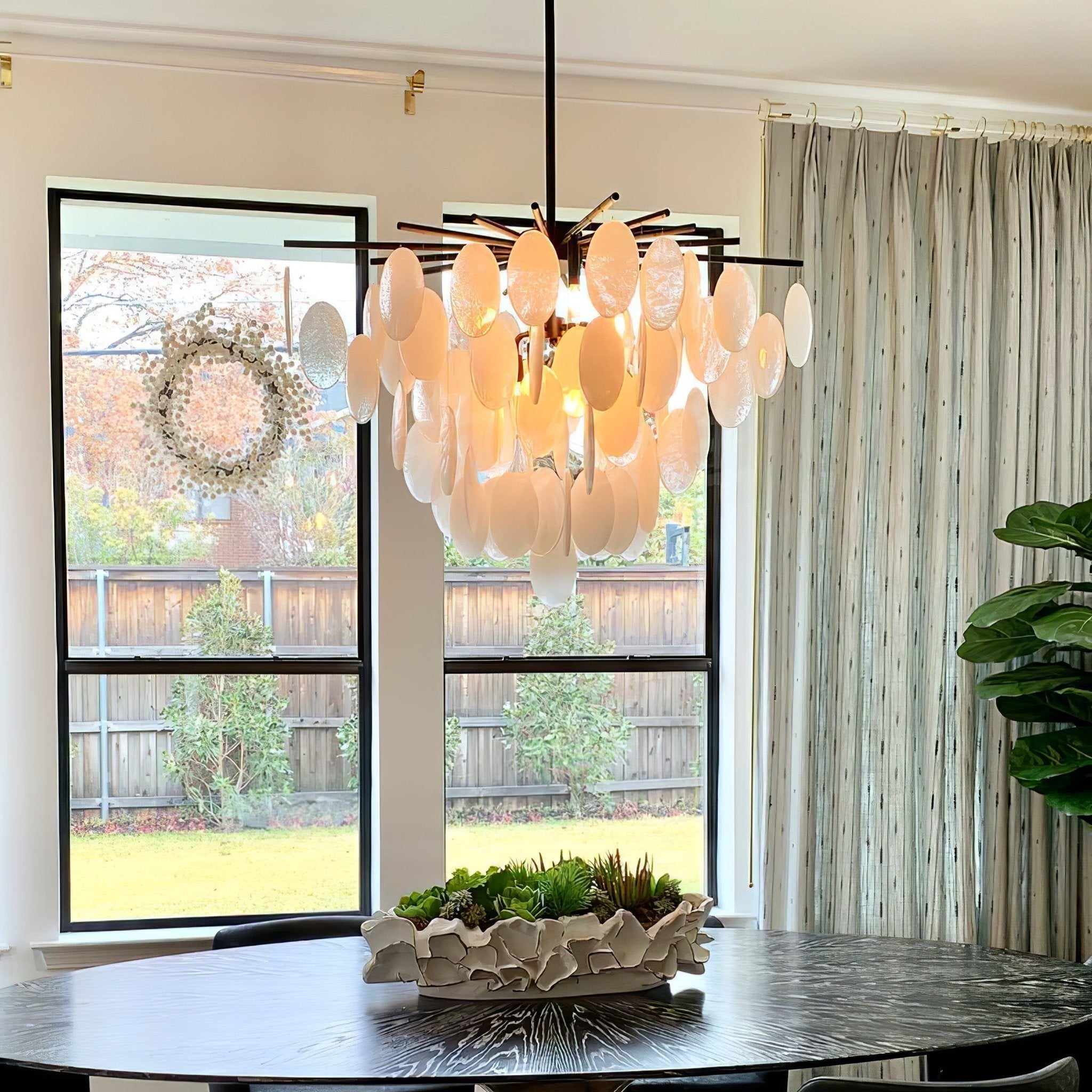 Luxury Cascading Selenite Disc Chandelier by Bling Lighting Studio
