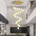 Ceramic Magnolia Staircase Chandelier 6/9/18/36 Lights for high ceiling staircase and foyer lighting