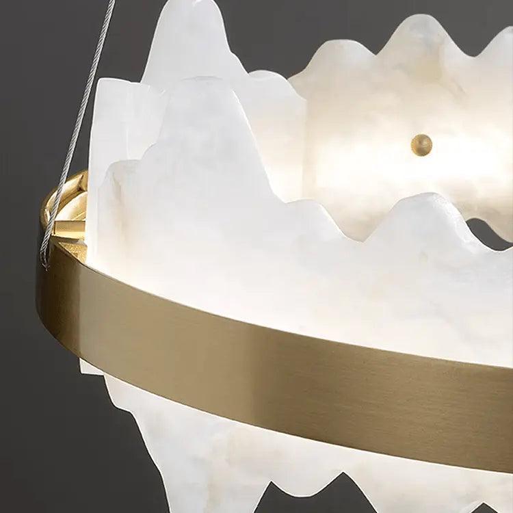 Spain Alabaster Brass Indoor Chandelier Lighting by Bling Lighting Studio