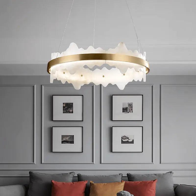 Spain Alabaster Brass Indoor Chandelier Lighting by Bling Lighting Studio