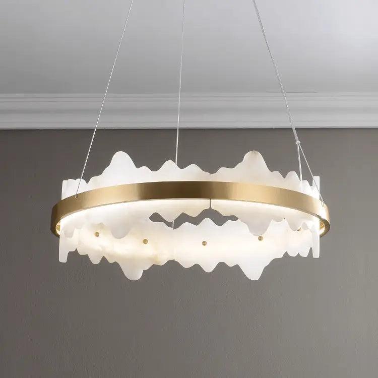 Spain Alabaster Brass Indoor Chandelier Lighting by Bling Lighting Studio