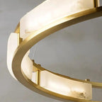 Spain Alabaster Brass Round Chandelier Lighting by Bling Lighting Studio