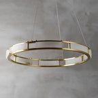 Spain Alabaster Brass Round Chandelier Lighting by Bling Lighting Studio