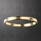 Spain Alabaster Brass Round Chandelier Lighting by Bling Lighting Studio