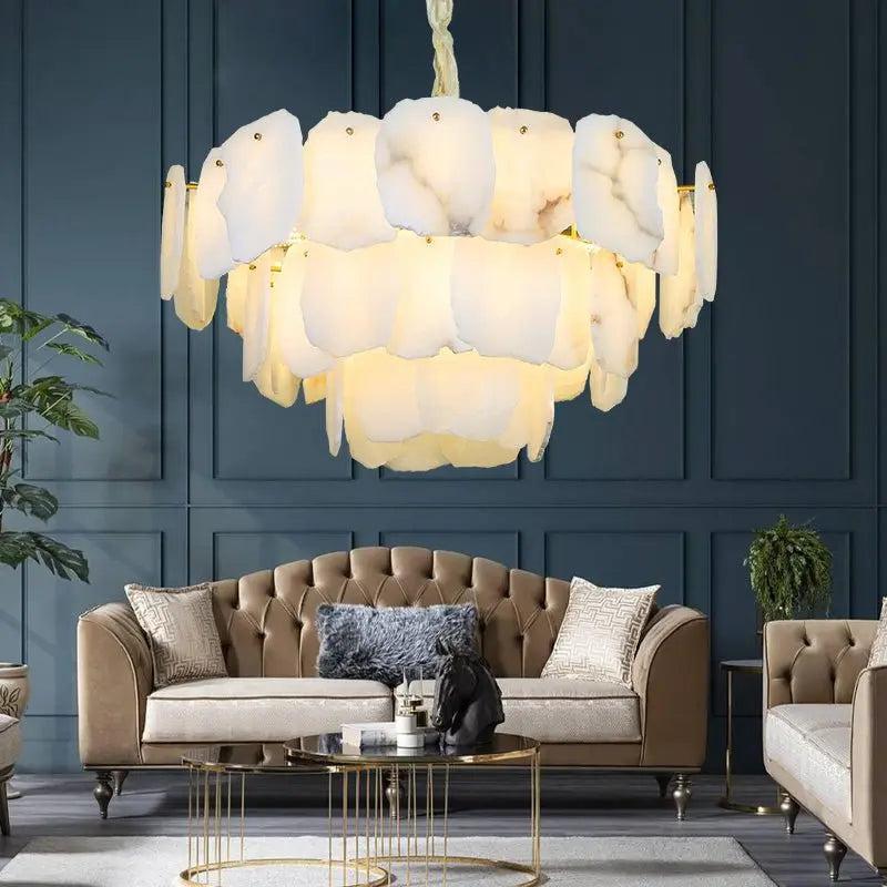 Spain Alabaster Flake Modern Living Room Chandeliers by Bling Lighting Studio