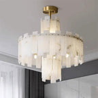 Spain Alabaster Flake Round Chandelier by Bling Lighting Studio