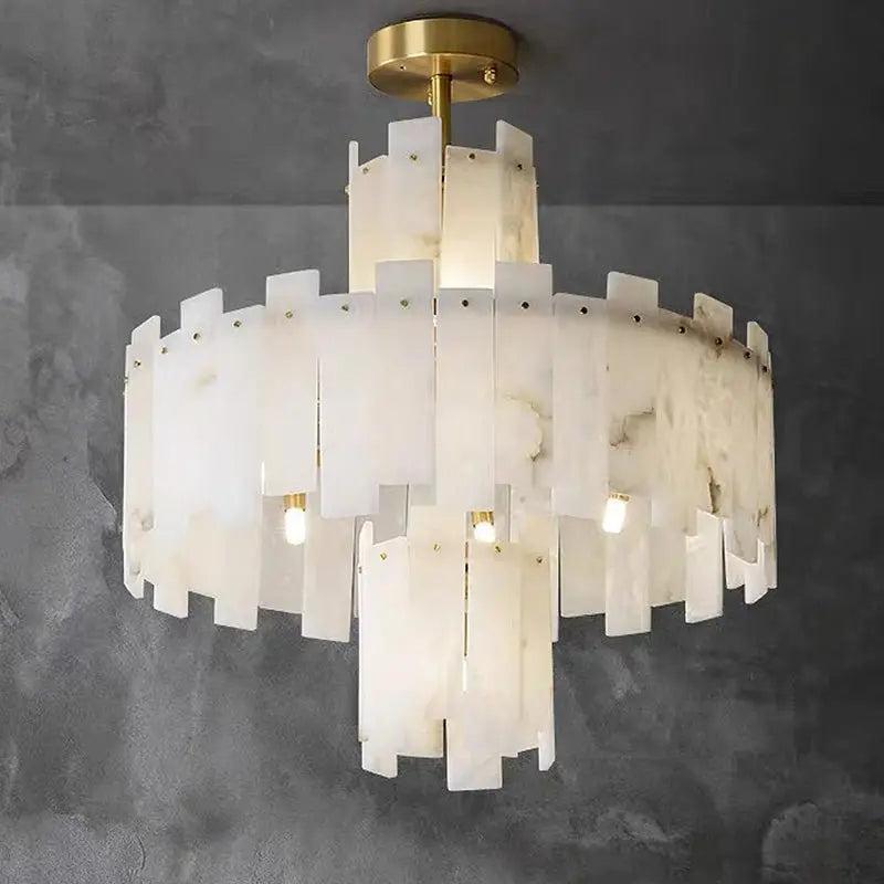 Spain Alabaster Flake Round Chandelier material and finish detail