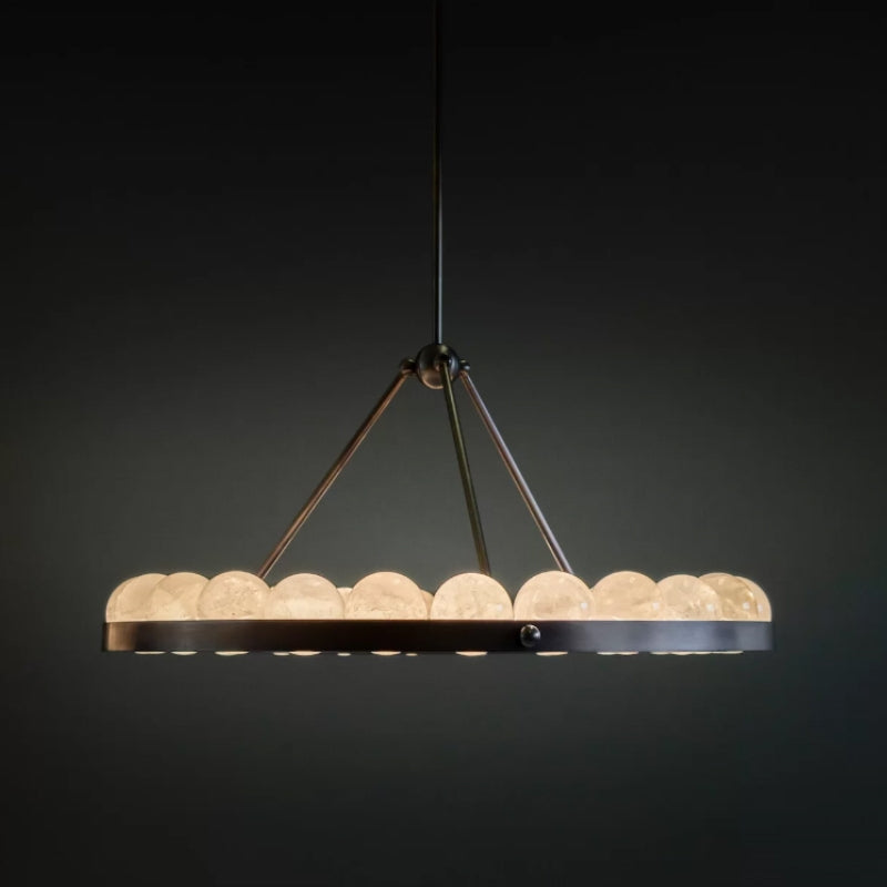 Oliver Modern Alabaster Suter Round Chandelier by Bling Lighting Studio