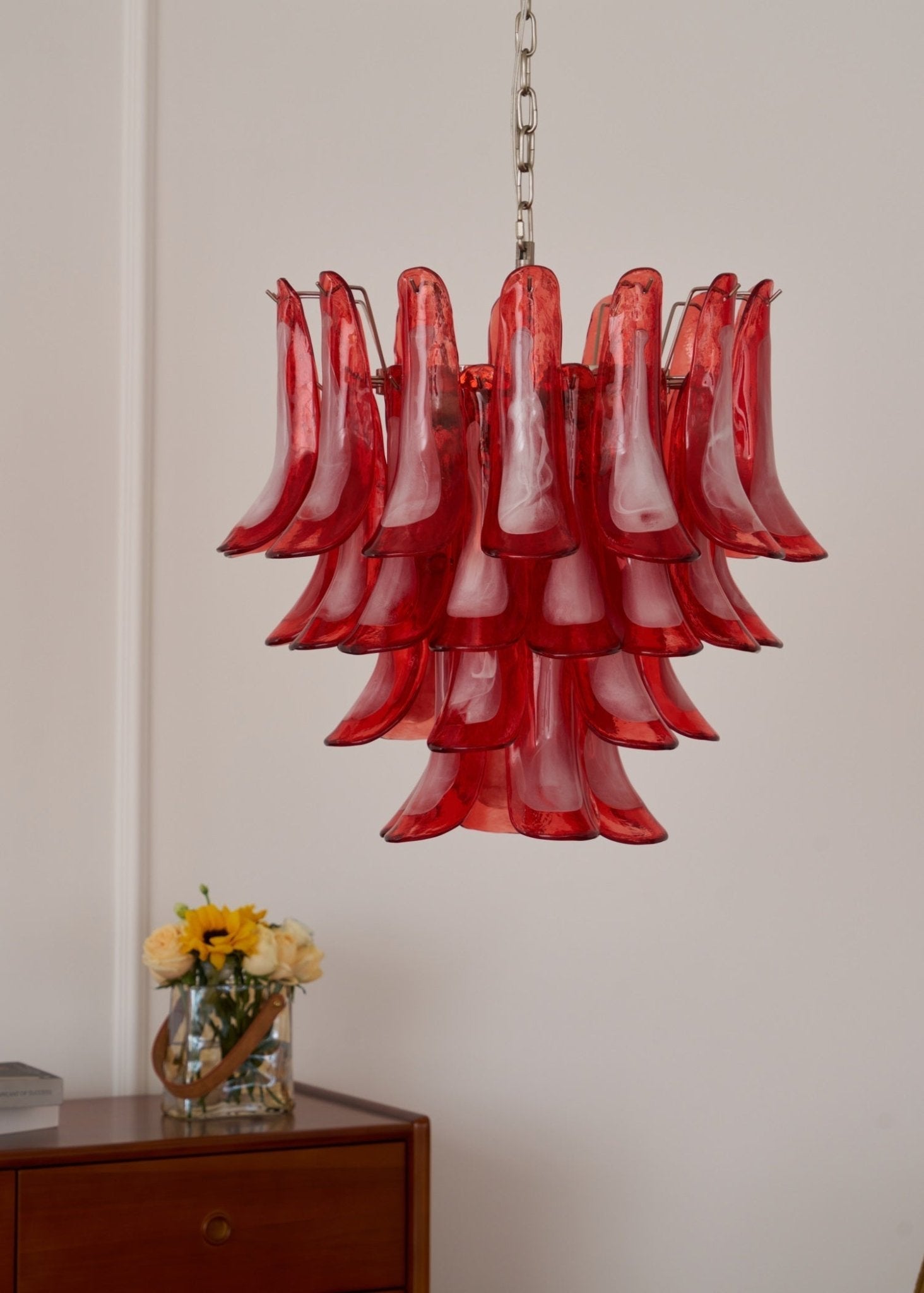 Crimson Glass Petals Chandelier Glass lighting by Bling Lighting Studio