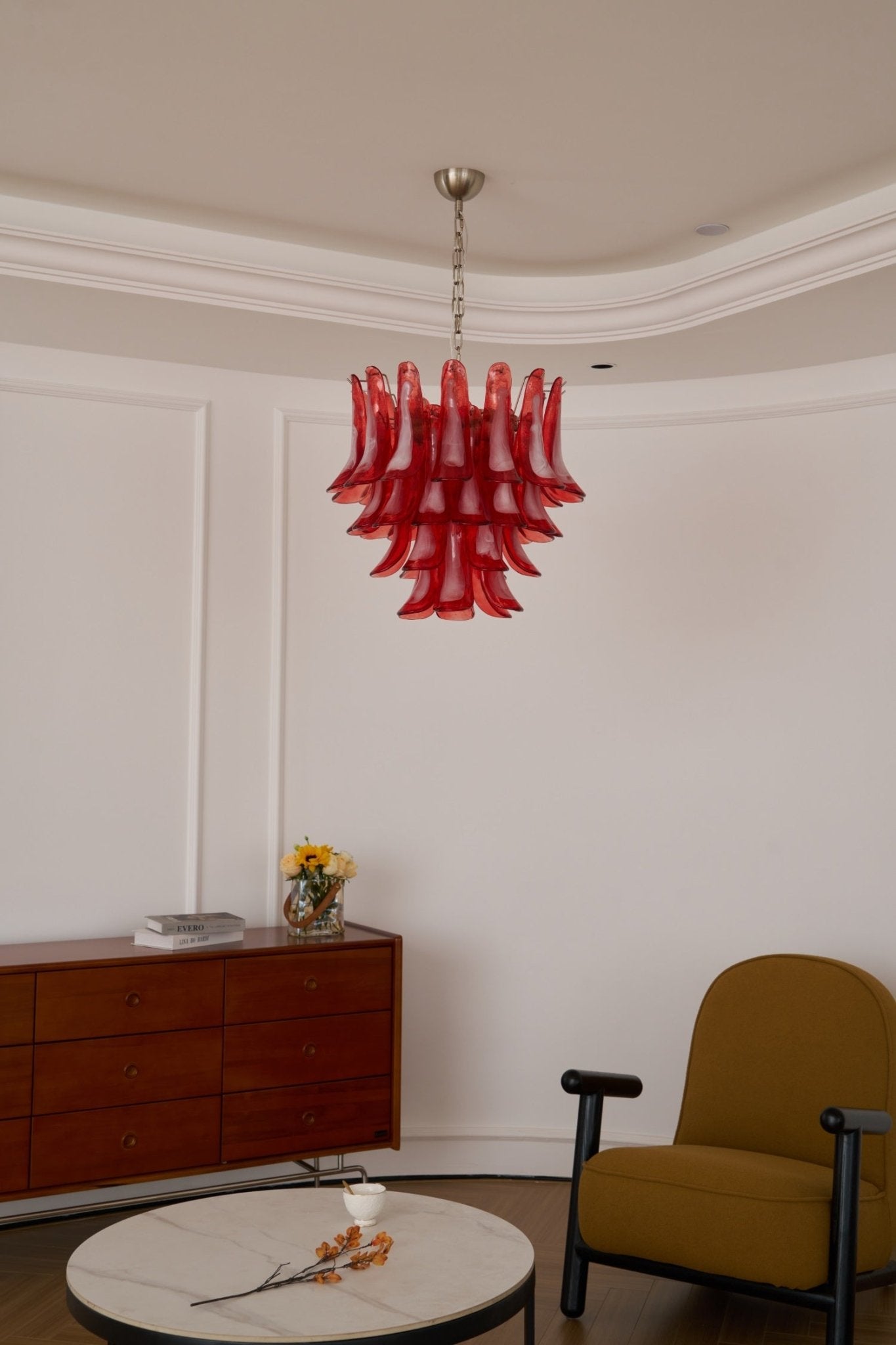 Crimson Glass Petals Chandelier Glass lighting by Bling Lighting Studio