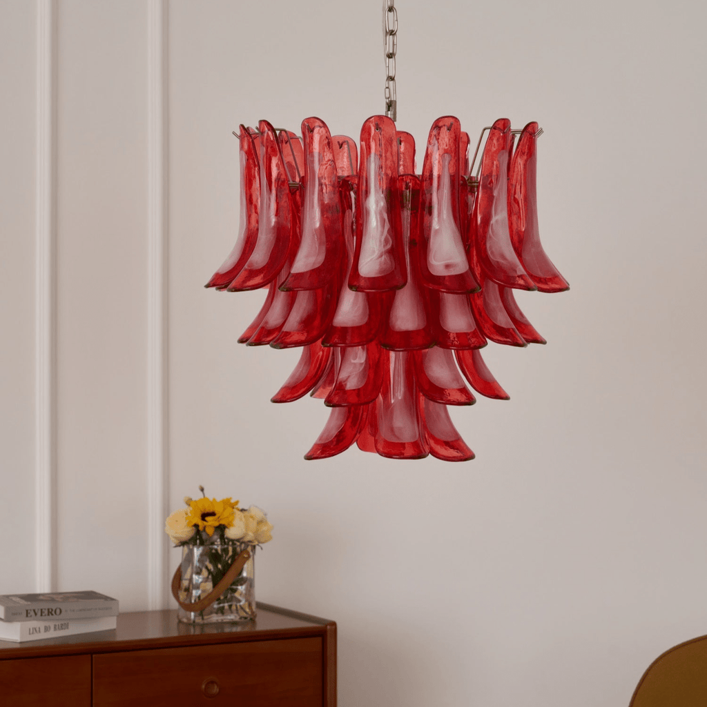 Crimson Glass Petals Chandelier Glass lighting by Bling Lighting Studio