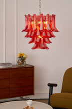 Crimson Glass Petals Chandelier Glass lighting by Bling Lighting Studio