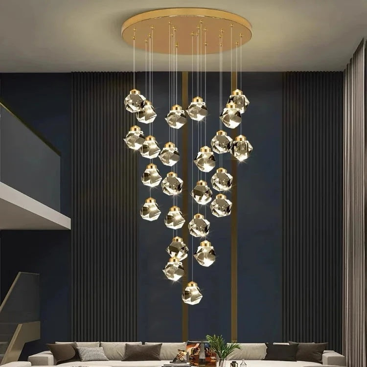 Crystal Modern Pendant Light for Staircase for high ceiling staircase and foyer lighting