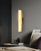 LED Copper Cylindrical Natural Marble Alabaster Wall Sconce Lamp
