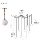 Alabaster Globe Swag Pendants Indoor Lighting with Brass/Black Chain in adjustable