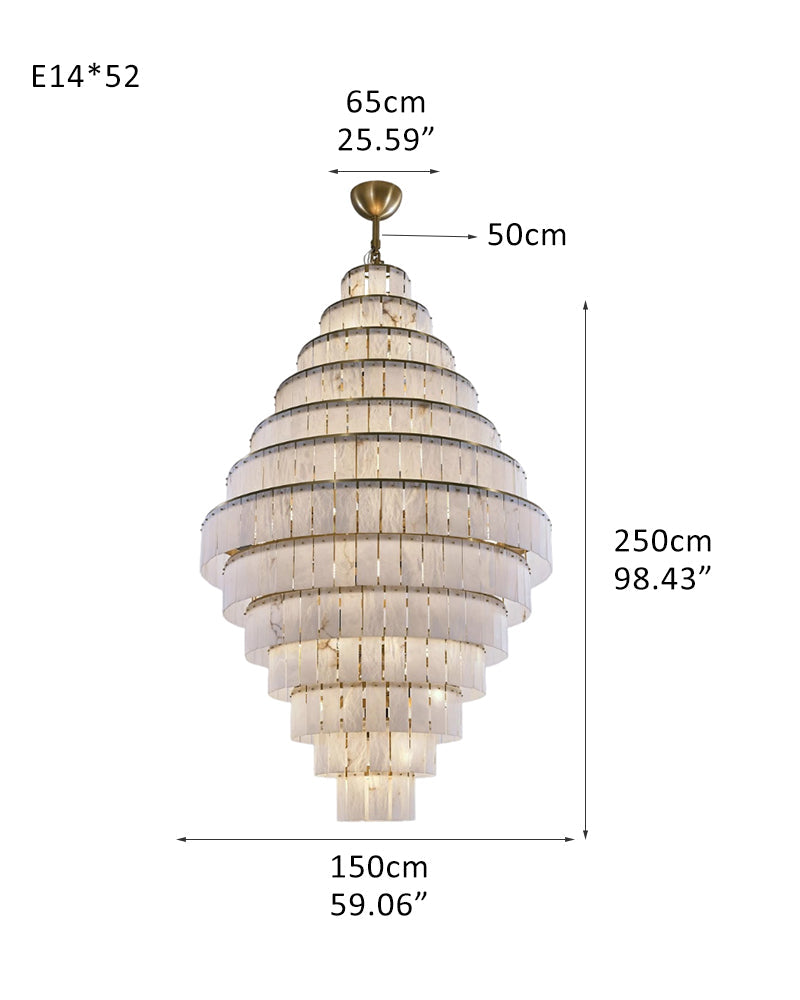 Stairwell Luxury Modern LED High Ceiling Large Alabaster Chandelier by Bling Lighting Studio