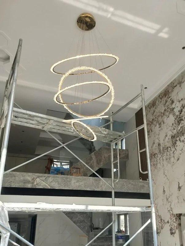 Quartz Leti multiple Round Chandlier by Bling Lighting Studio