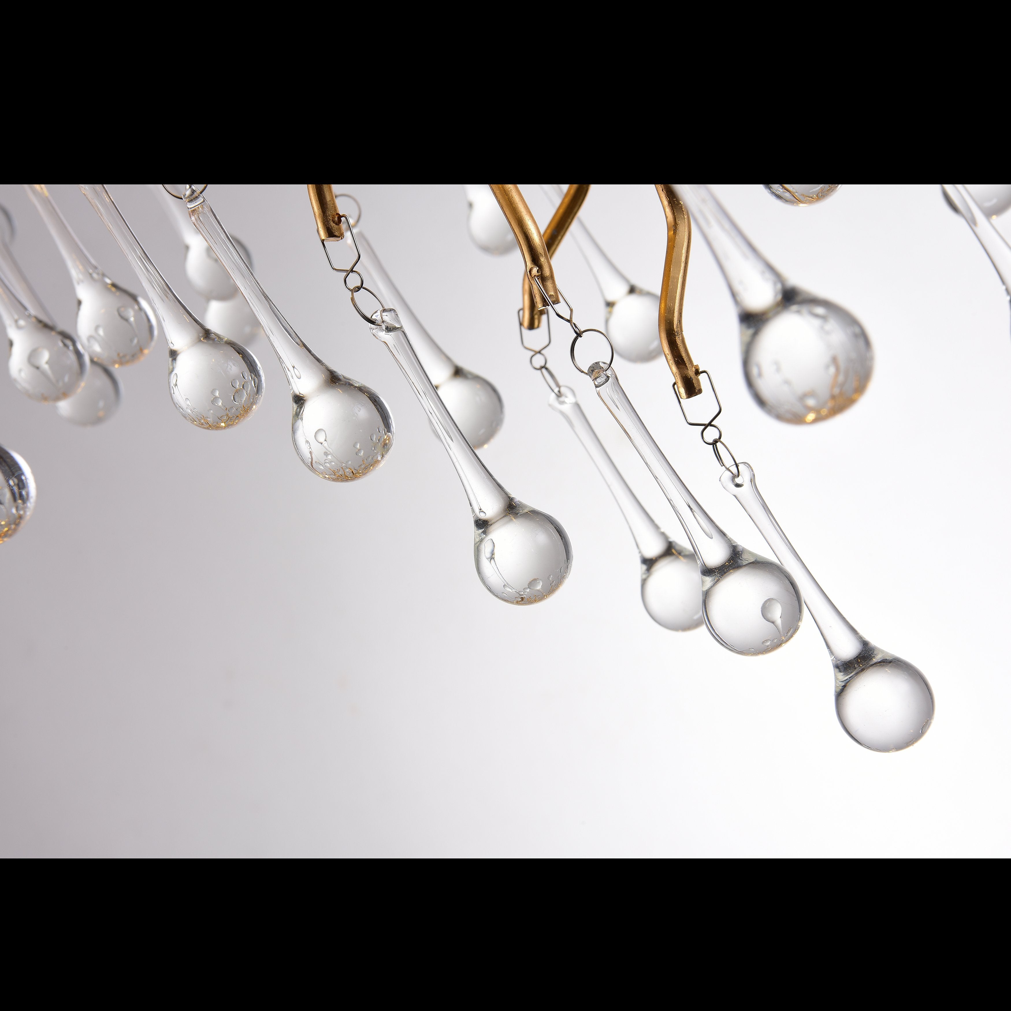 Le Saint Branch Brass Round Teardrop Chandelier by Bling Lighting Studio
