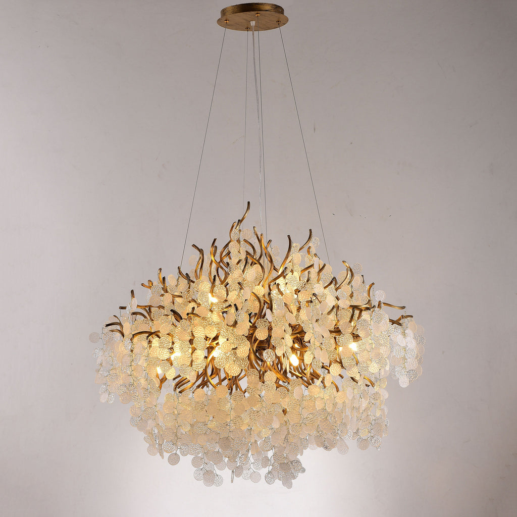 Organic Branch Round Penny Chandelier by Bling Lighting Studio