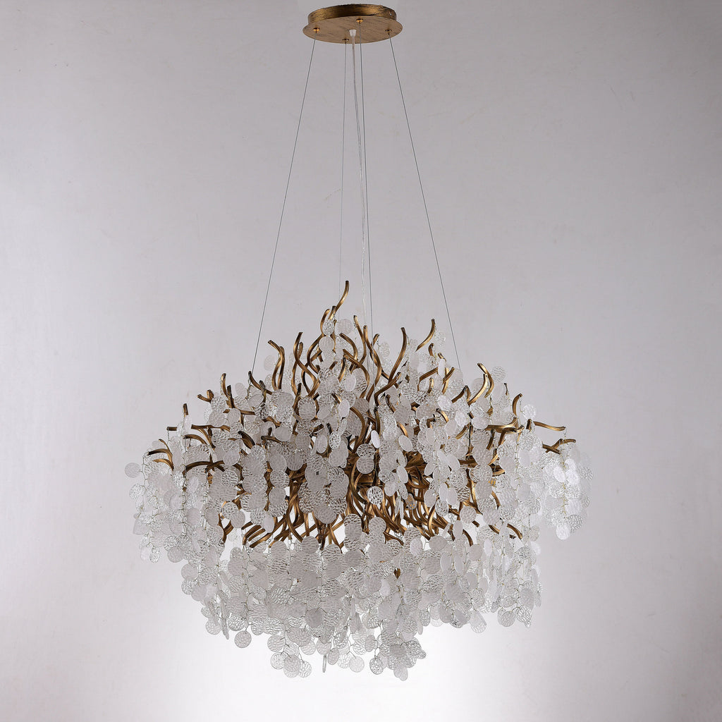 Organic Branch Round Penny Chandelier by Bling Lighting Studio
