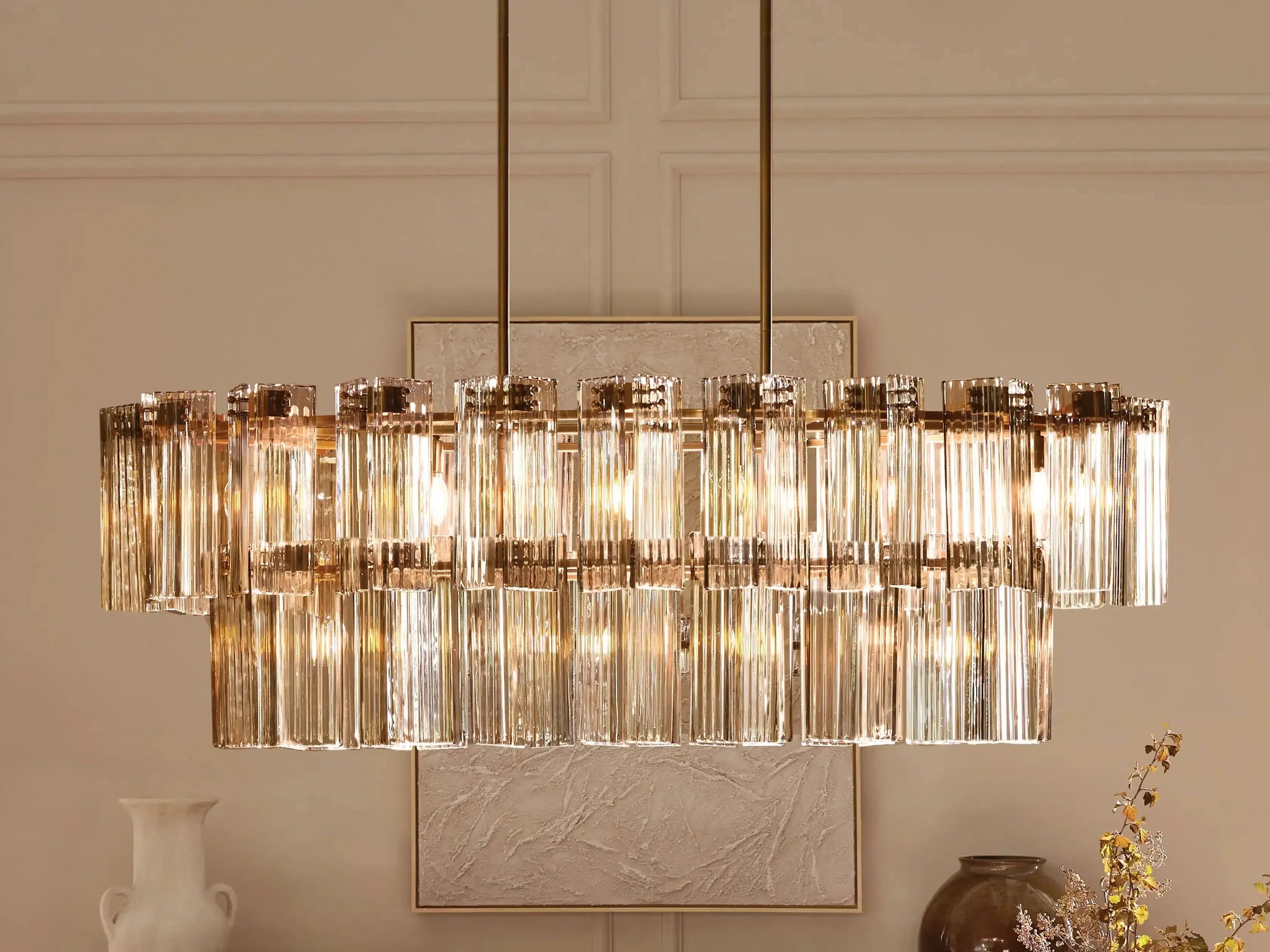 Delsie Oval Art Glass Chandelier 51''63''72''L