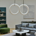 Glacera Designer Inspired Alabaster Chandelier Light For Living Room 35'' 55'' 56'' 70'' 96''W by Bling Lighting Studio