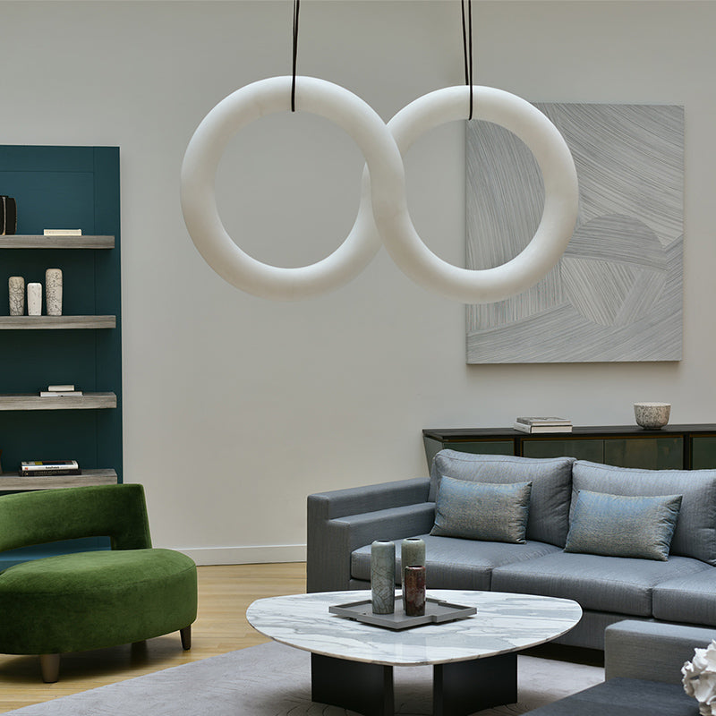 Glacera Designer Inspired Alabaster Chandelier Light For Living Room 35'' 55'' 56'' 70'' 96''W by Bling Lighting Studio