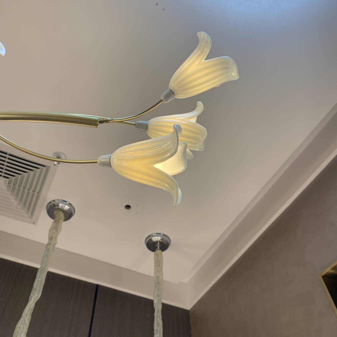 Modern Brass Branch Ceramics Flower Chandelier for Stylish Living Room Hotel and Restaurant by Bling Lighting Studio