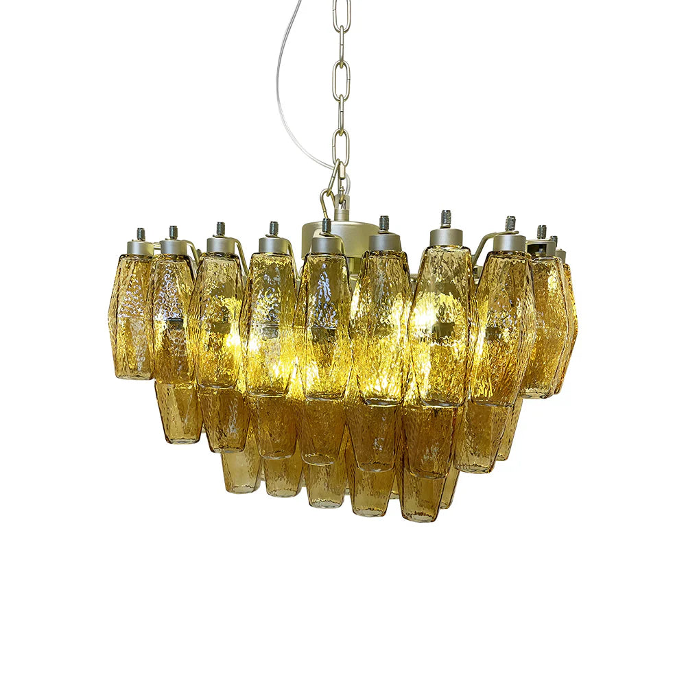 Poliedri Murano Amber Chandelier by Bling Lighting Studio