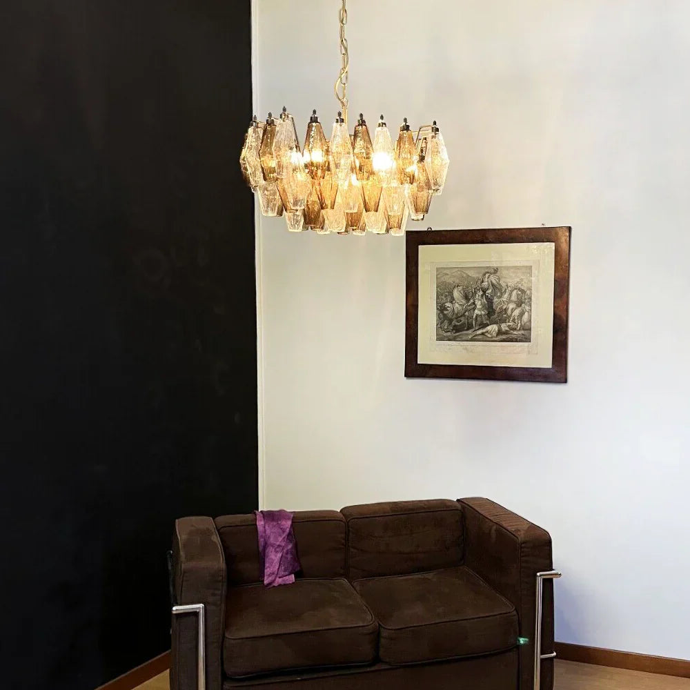 Poliedri Murano Transparent Smoked Chandelier additional product view