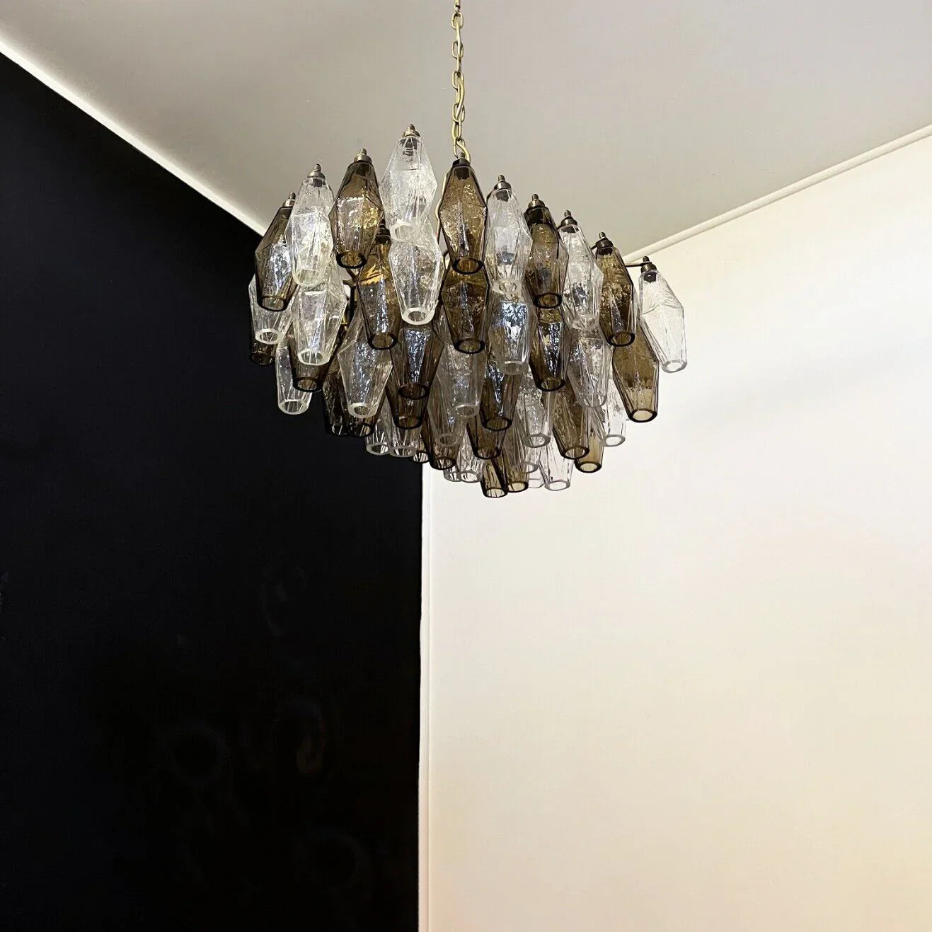 Poliedri Murano Transparent Smoked Chandelier product image