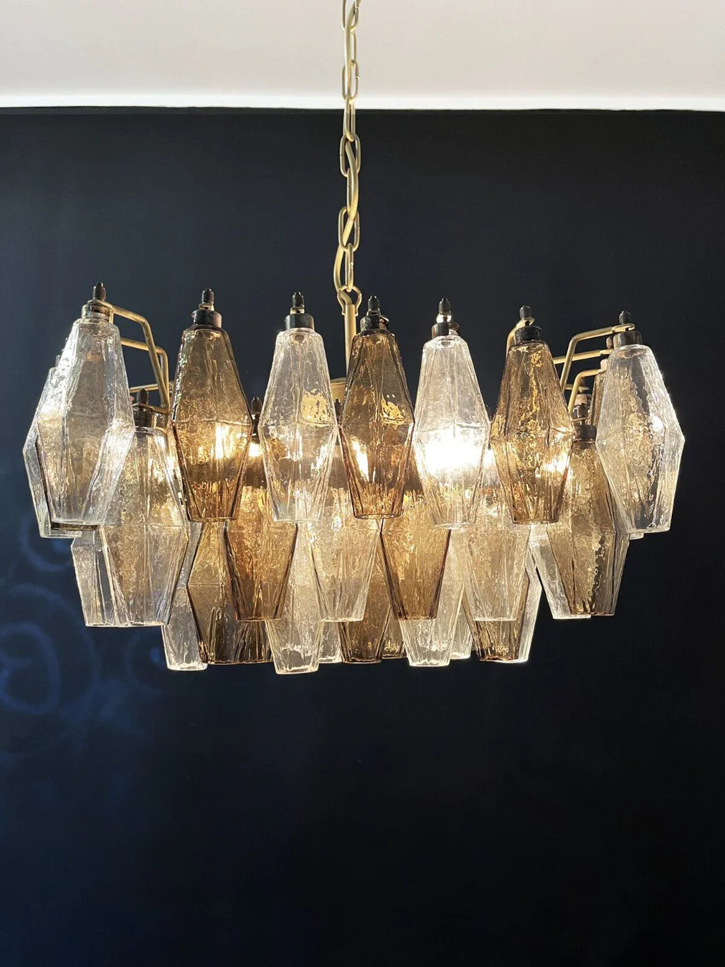 Poliedri Murano Transparent Smoked Chandelier product image