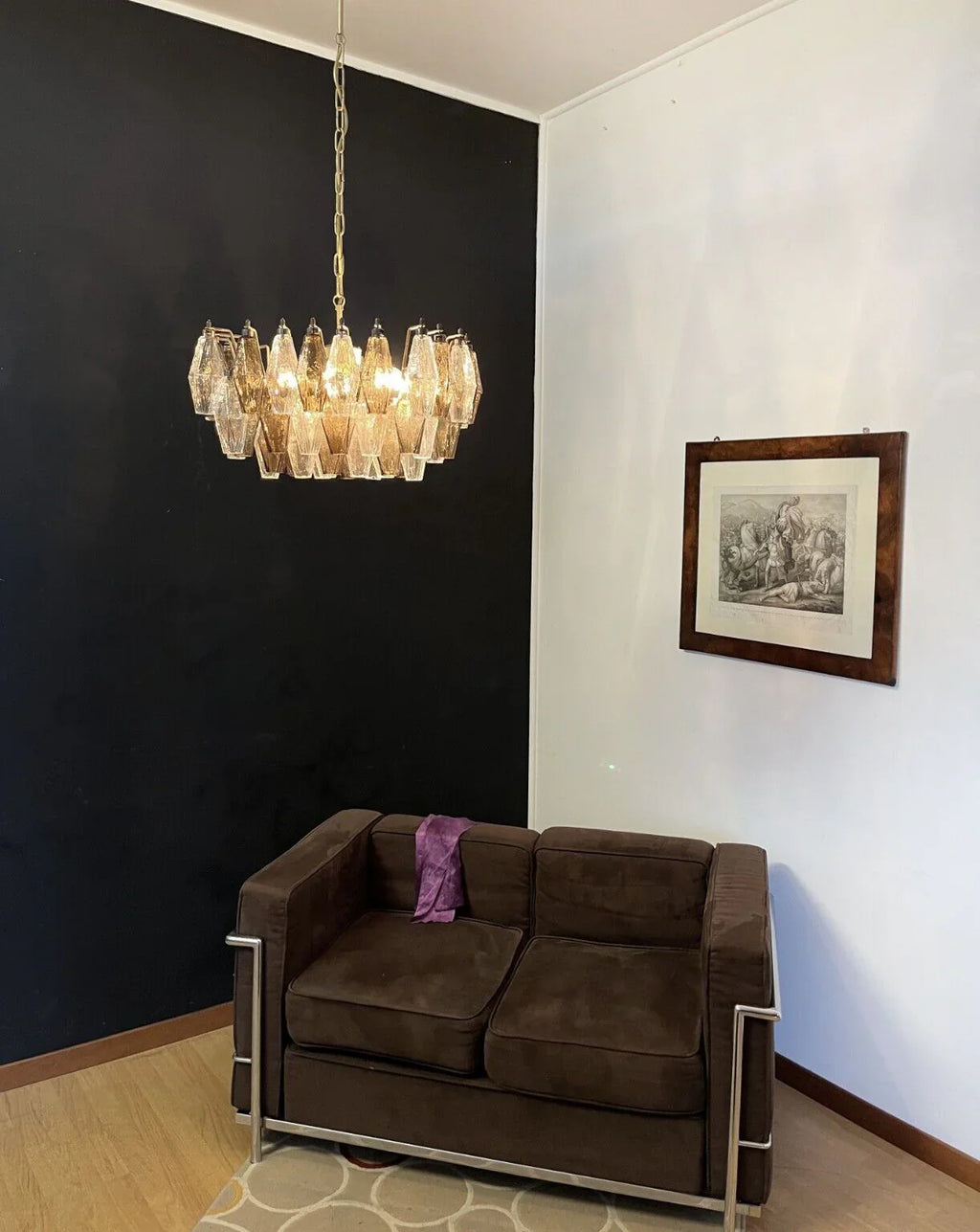 Poliedri Murano Transparent Smoked Chandelier product image