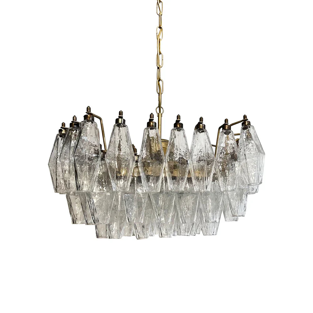 Poliedri Murano Trasparent Chandelier by Bling Lighting Studio