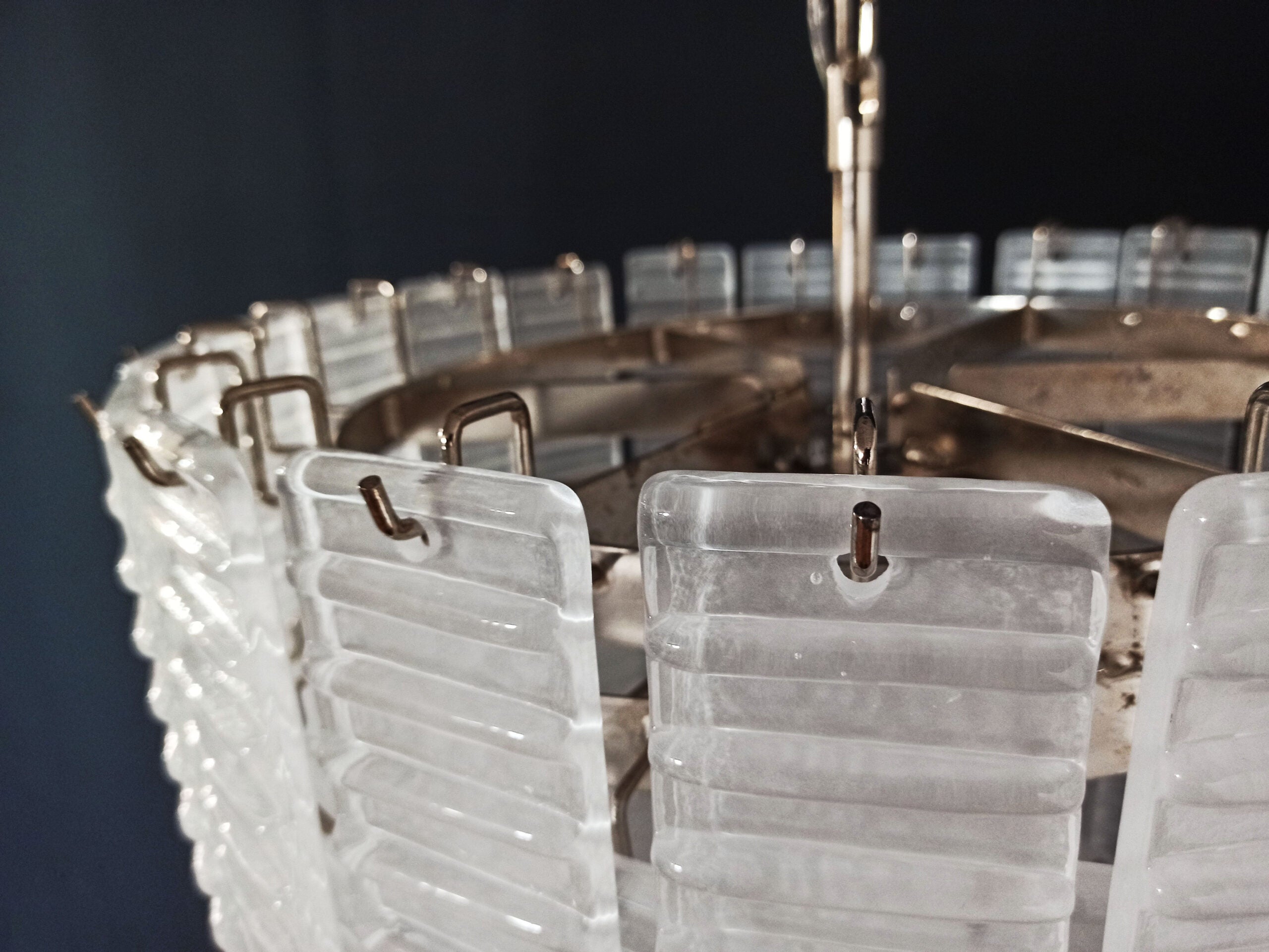 Murano Chandelier | 83 White Spiral Glasses detail by Bling Lighting Studio