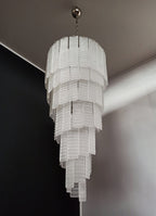 Murano Chandelier | 83 White Spiral Glasses detail by Bling Lighting Studio