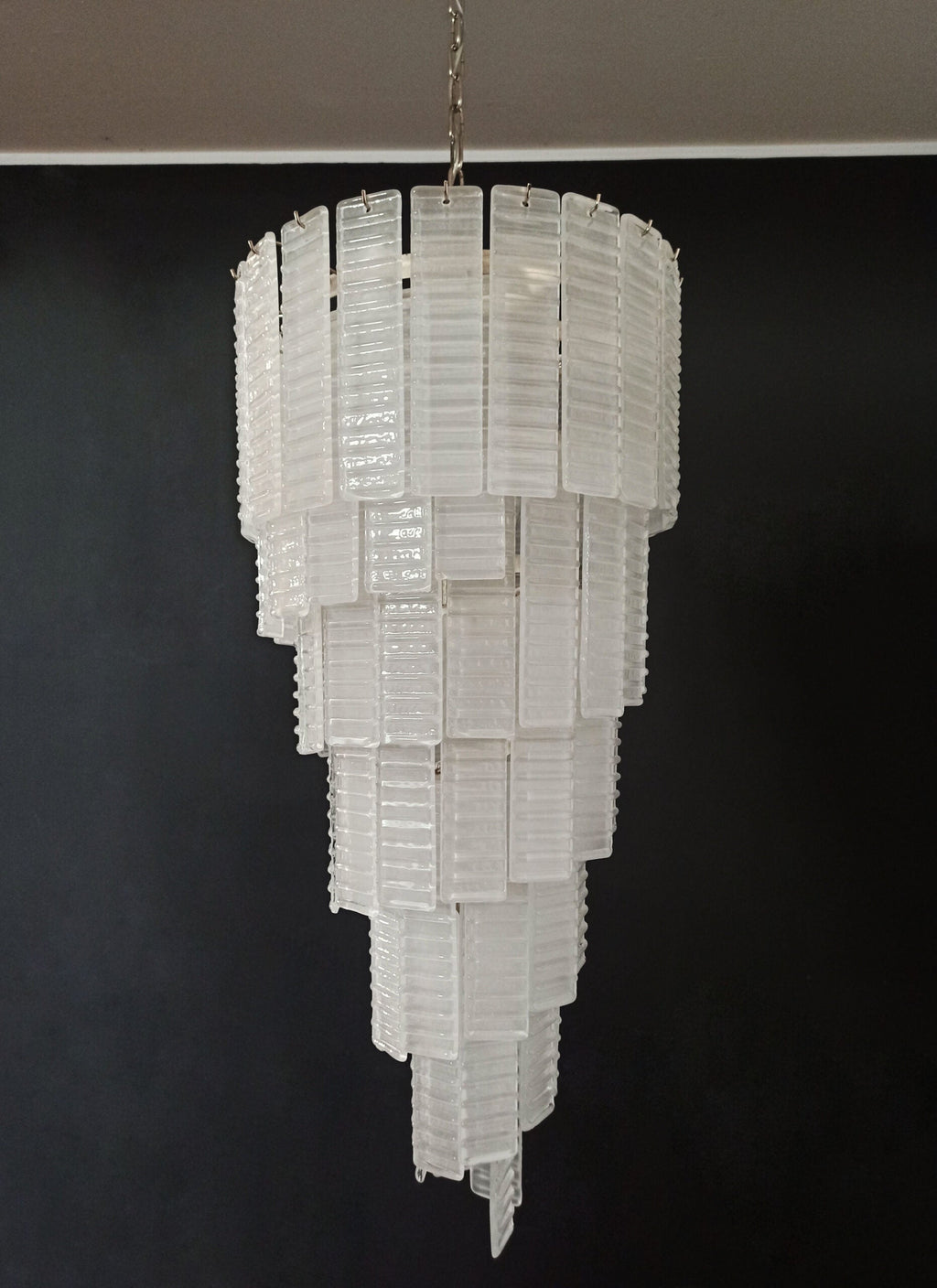 Murano Chandelier | 83 White Spiral Glasses by Bling Lighting Studio