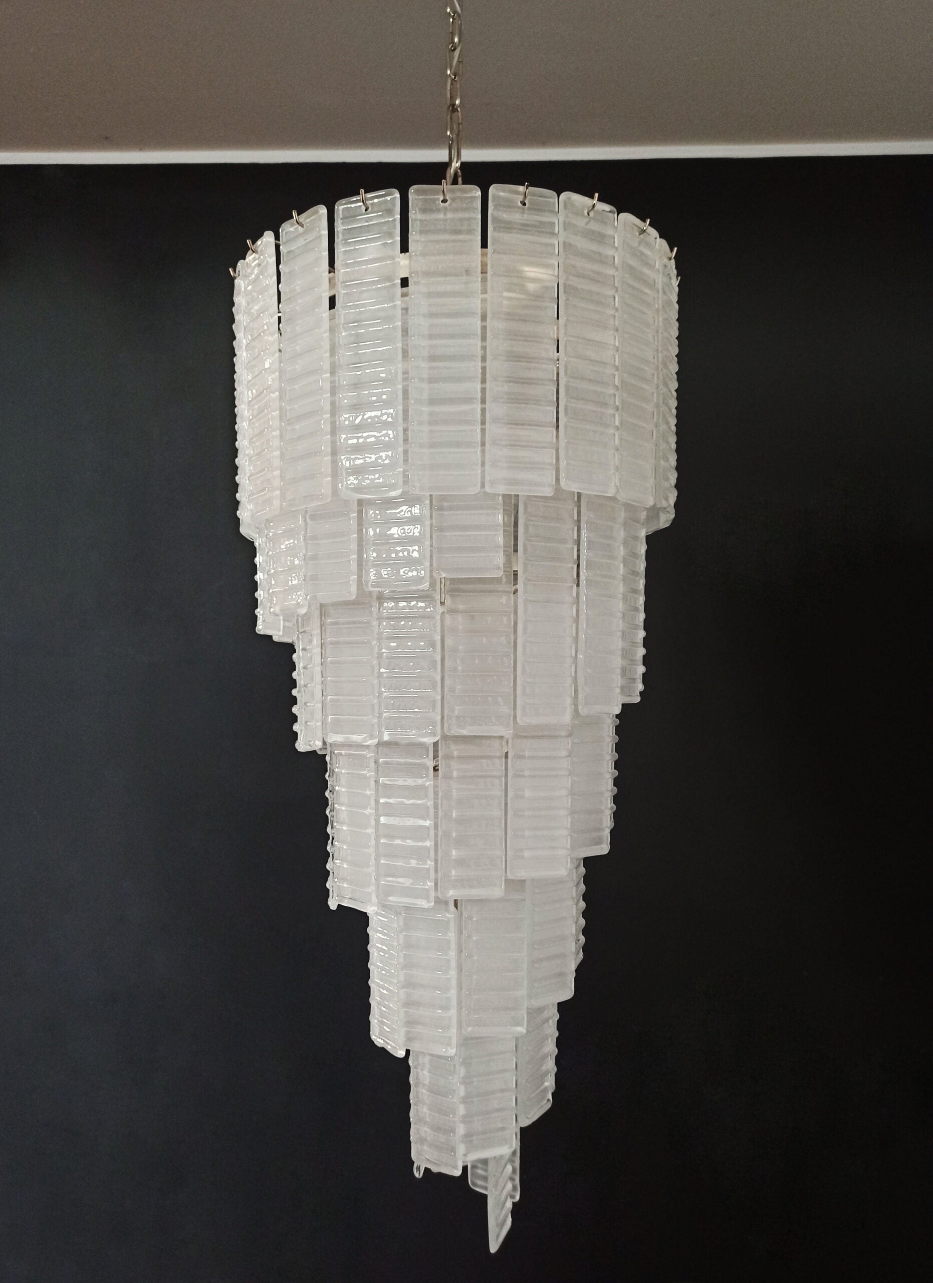 Murano Chandelier | 83 White Spiral Glasses by Bling Lighting Studio